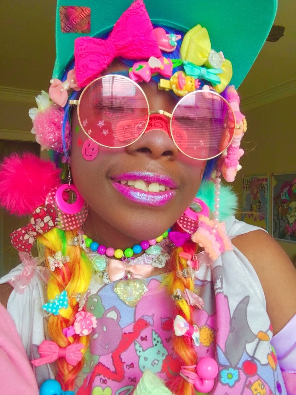 Black girl dressed in a ton of accessories taking a selfie
